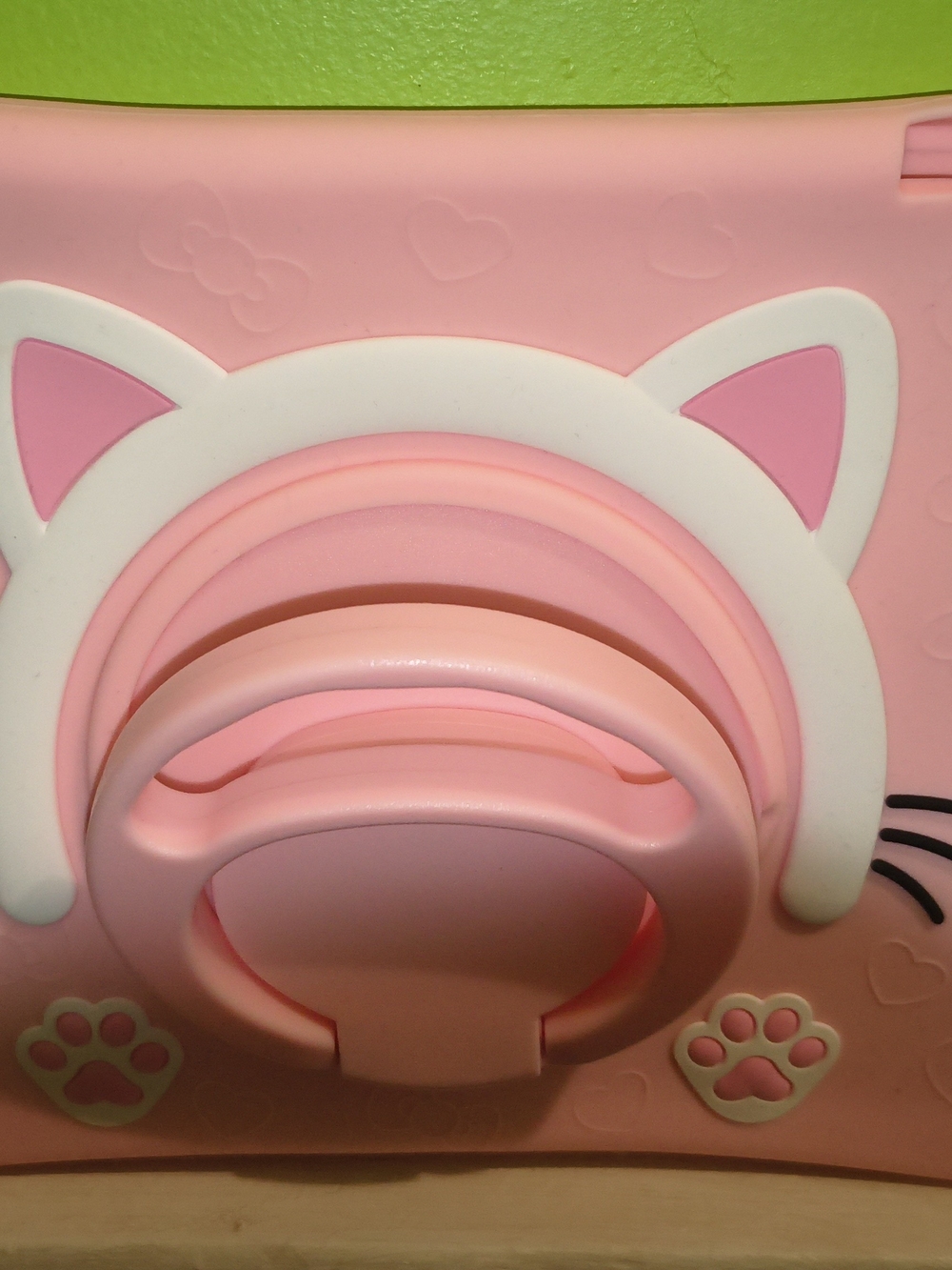 Cute Pink Cat-Accent Tablet Case with Built-In Ring Stand
